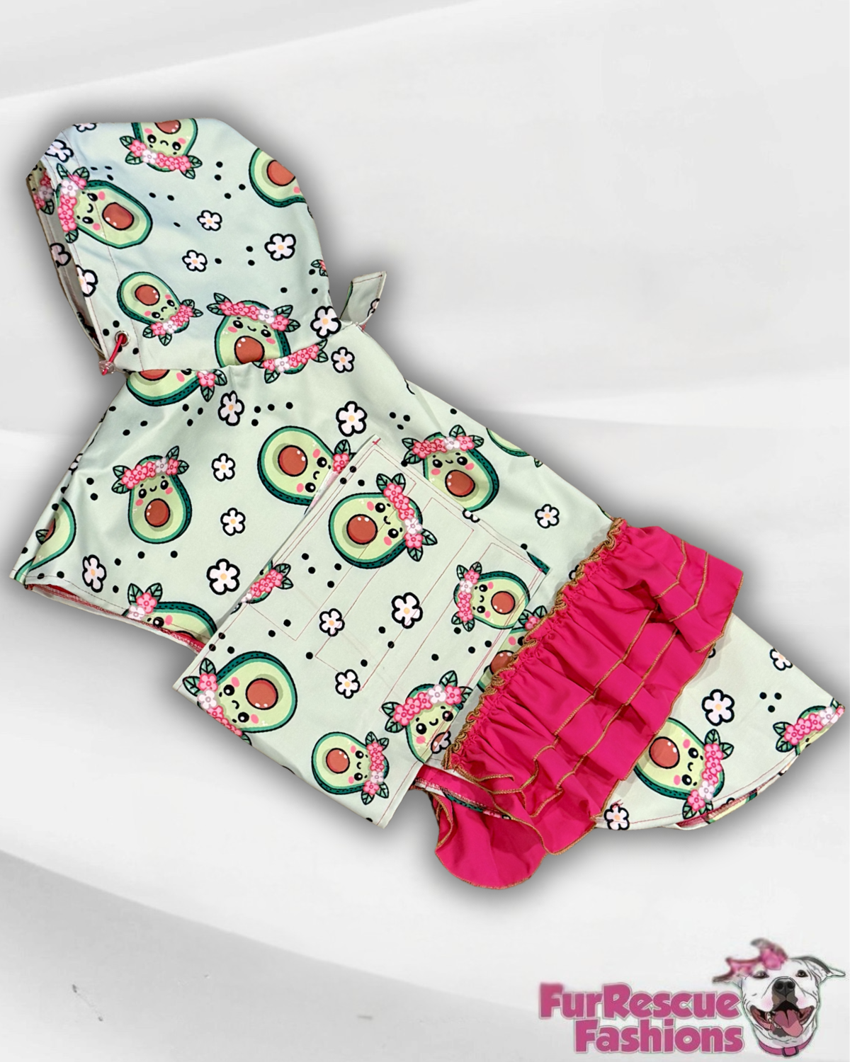 All Over Print Rain Jacket Or Cape with Hoodie And Ruffles