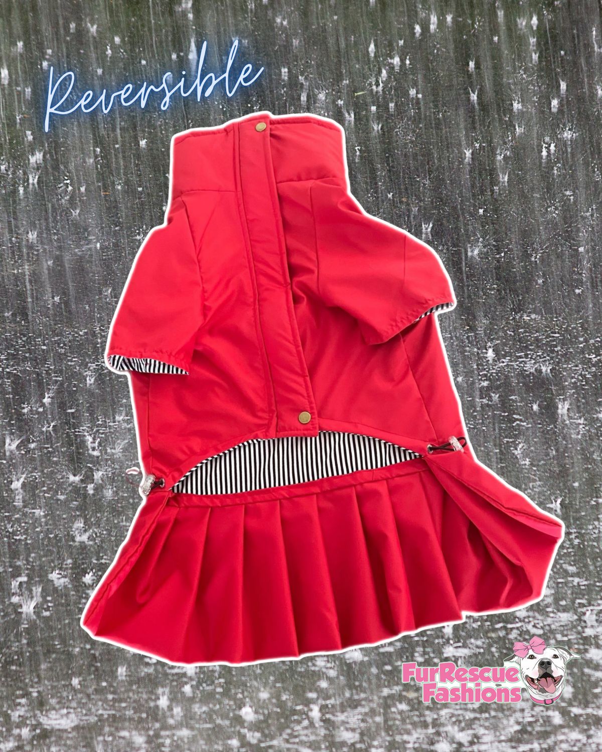 The Classy But Never Ordinary Reversible Rain Jacket Or Cape with Removable Hoodie And Skirt Or Ruffles