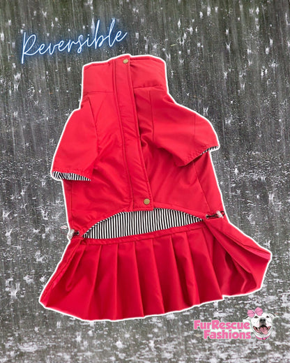 The Classy But Never Ordinary Reversible Rain Jacket Or Cape with Removable Hoodie And Skirt Or Ruffles