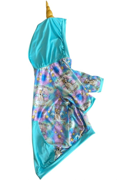 Pittiecorn Proud – Dog Pajama with Aqua Neck & Trim/Sleeves