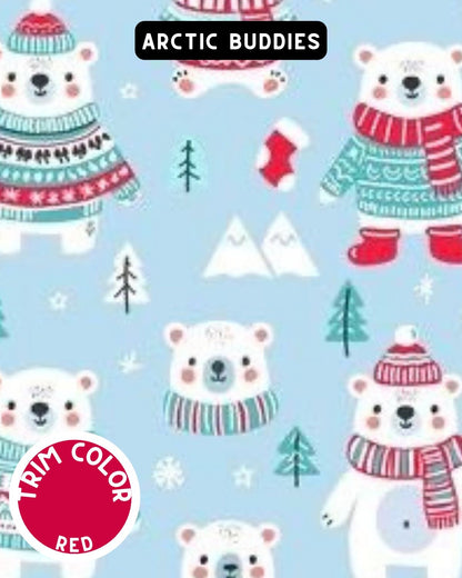 Arctic Polar Buddies Dog Pajama with Red Neck & Trim/Sleeves