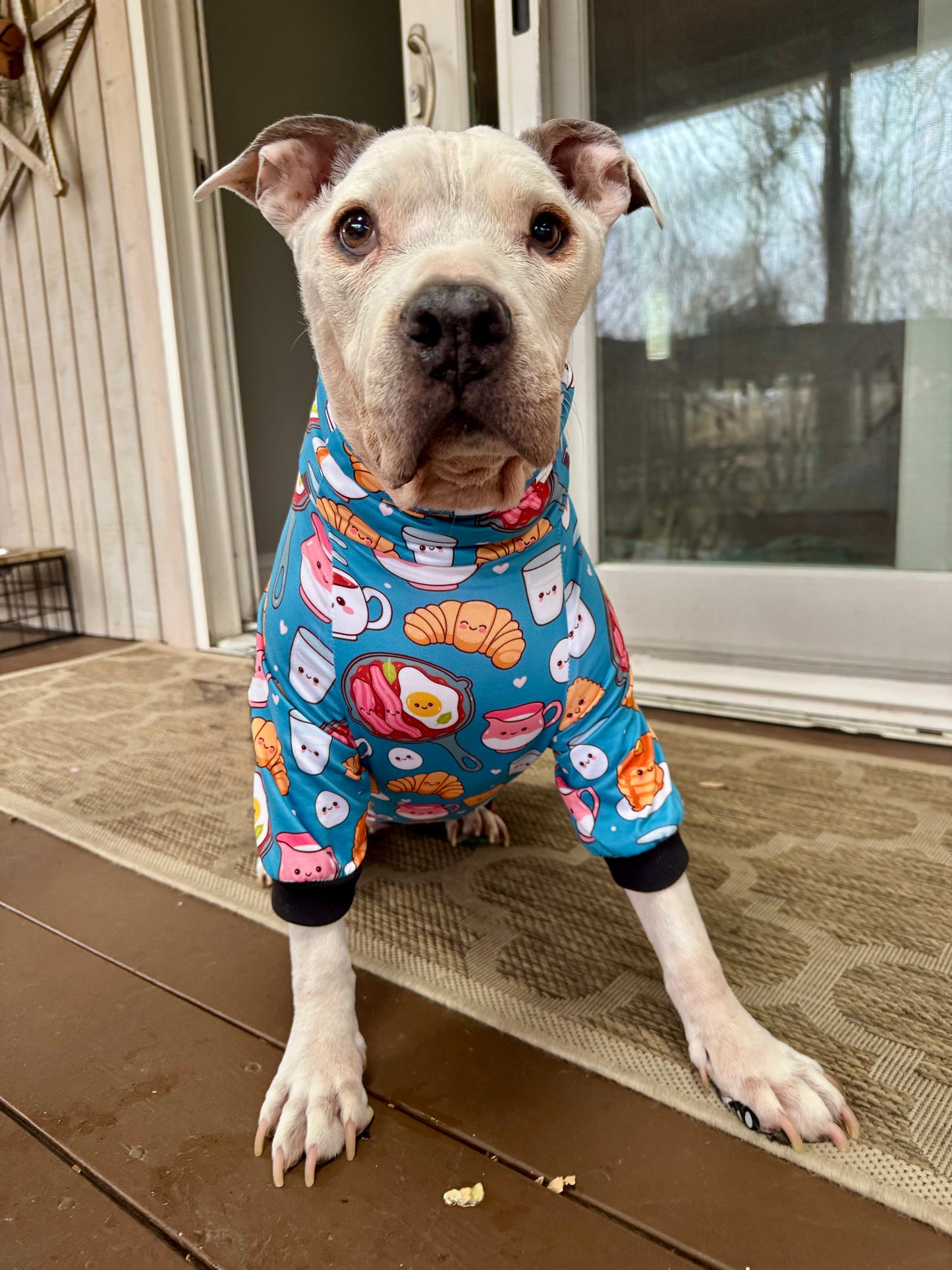 Brunch Love Fest Dog Pajama with Black Neck & Trim/Sleeves