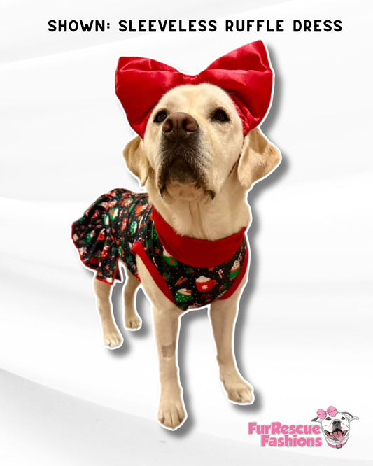2025 Christmas in July Dog Dress With Ruffle / With Sleeves or Sleeveless (Available in any pattern)