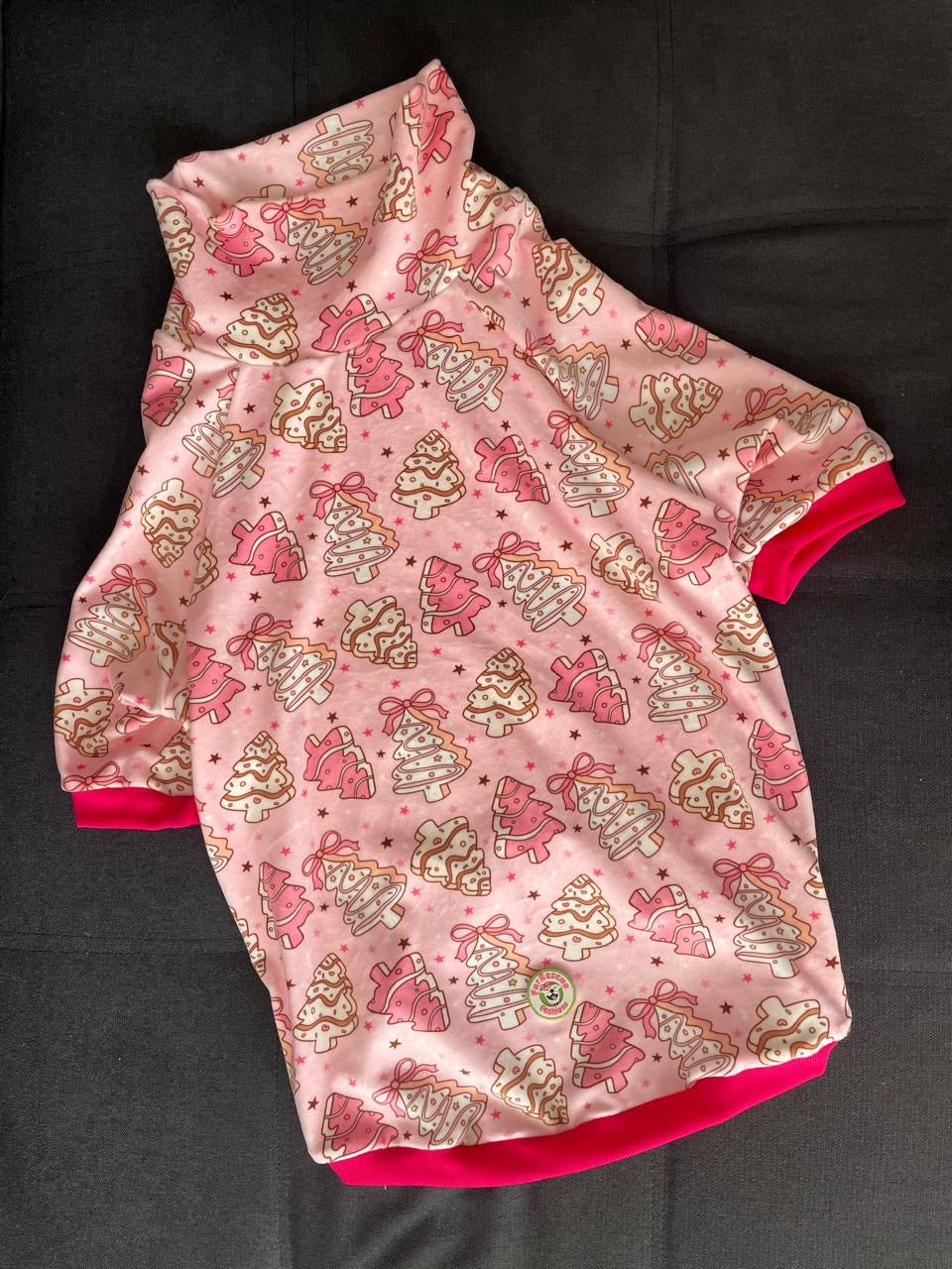 Sugar Cookies Christmas - Dog Pajama with Pink Neck & Trim/Sleeves