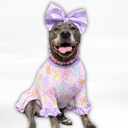 Daisy Bunny Peeps Pajama with Lavender Neck & Trim/Sleeves