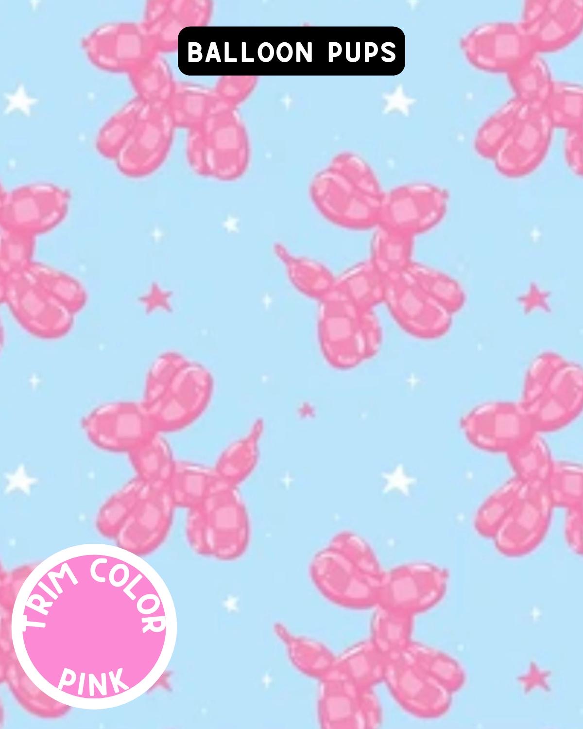 Balloon Pups Dog Pajama with Pink Neck & Trim/Sleeves