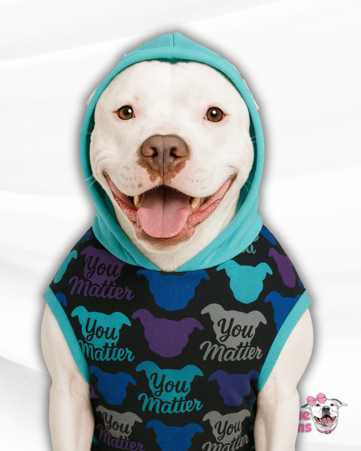 You Matter Dog Pajama with Aqua Neck & Trim/Sleeves