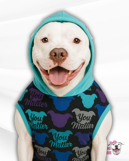 You Matter Dog Pajama with Aqua Neck & Trim/Sleeves