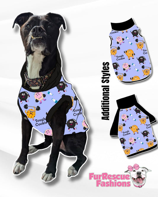 Tough Cookie Dog Pajama with Black Trim, Neck & Sleeves