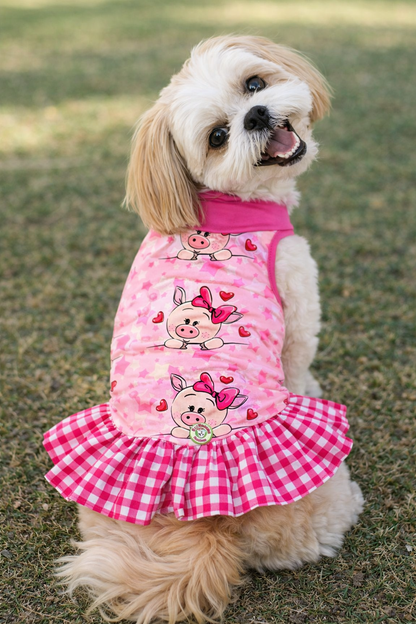 Little Miss Piggy Kisses Ruffle Dress