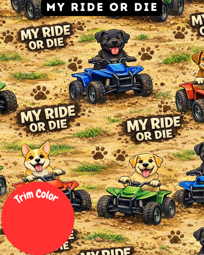 My Ride Or Die - Dog Pajama with Red Neck & Trim/Sleeves