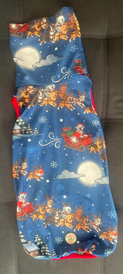 Sleighing All Day - Dog Pajama with Red Neck & Trim/Sleeves
