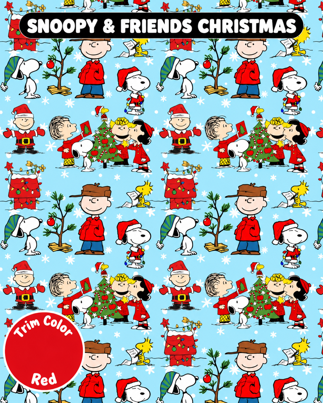 Snoopy & Friends Christmas - Dog Pajama with Red Neck & Trim/Sleeves