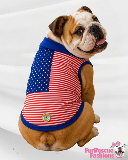 Stars, Stripes Dog Tee with Detachable Bow Tie