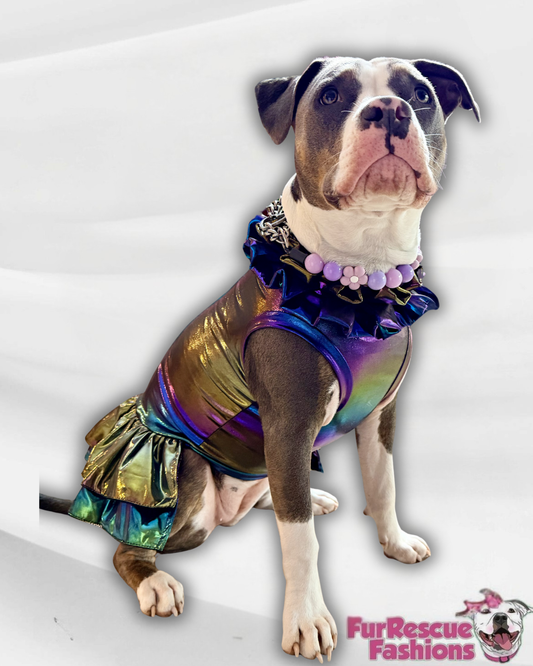 Galactic Glow Ruffle Dress