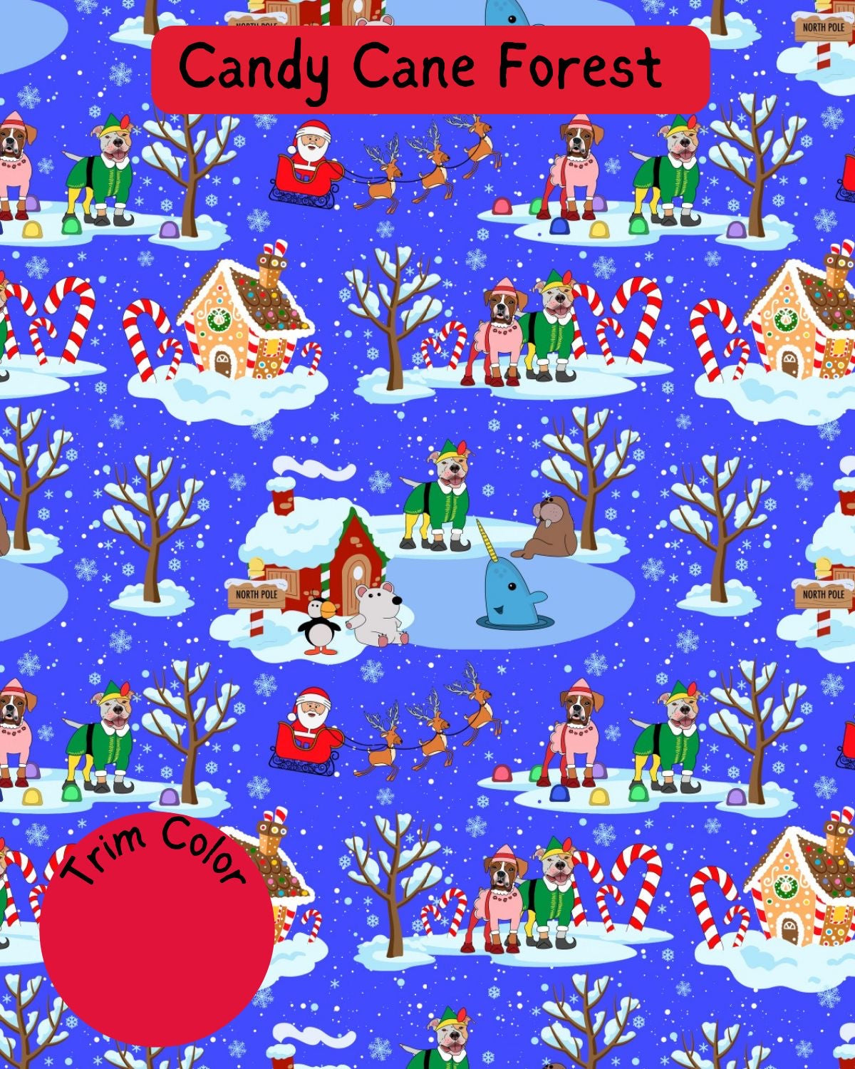 Candy Cane Forest - PAWjama with Red Neck & Trim/Sleeves