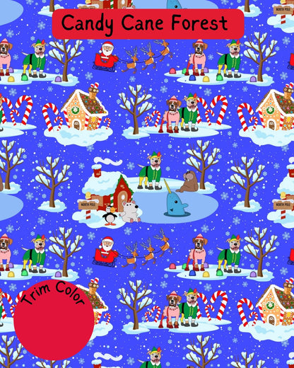 Candy Cane Forest - PAWjama with Red Neck & Trim/Sleeves