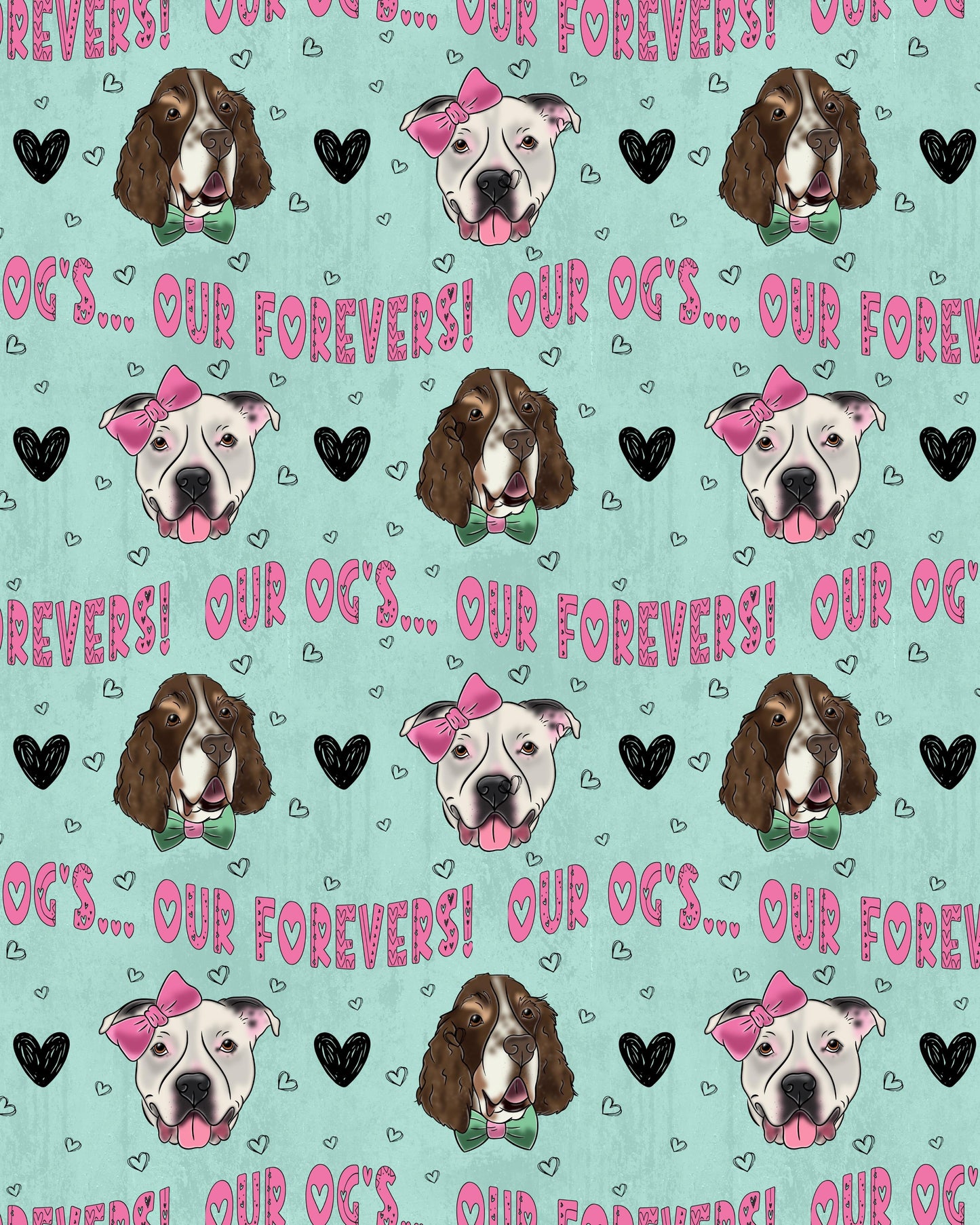Our OGs Our Forevers (Mint Green) - Dog Pajama with Pink Neck & Trim/Sleeves