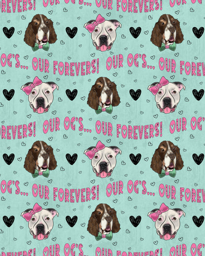 Our OGs Our Forevers (Mint Green) - Dog Pajama with Pink Neck & Trim/Sleeves