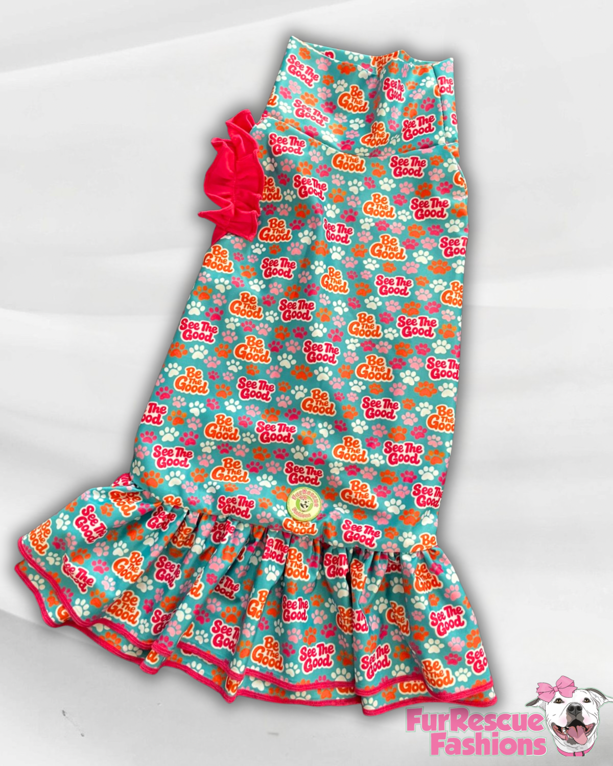 7th Anniversary Dog Dress With Ruffle / With Sleeves or Sleeveless (Available in any pattern)