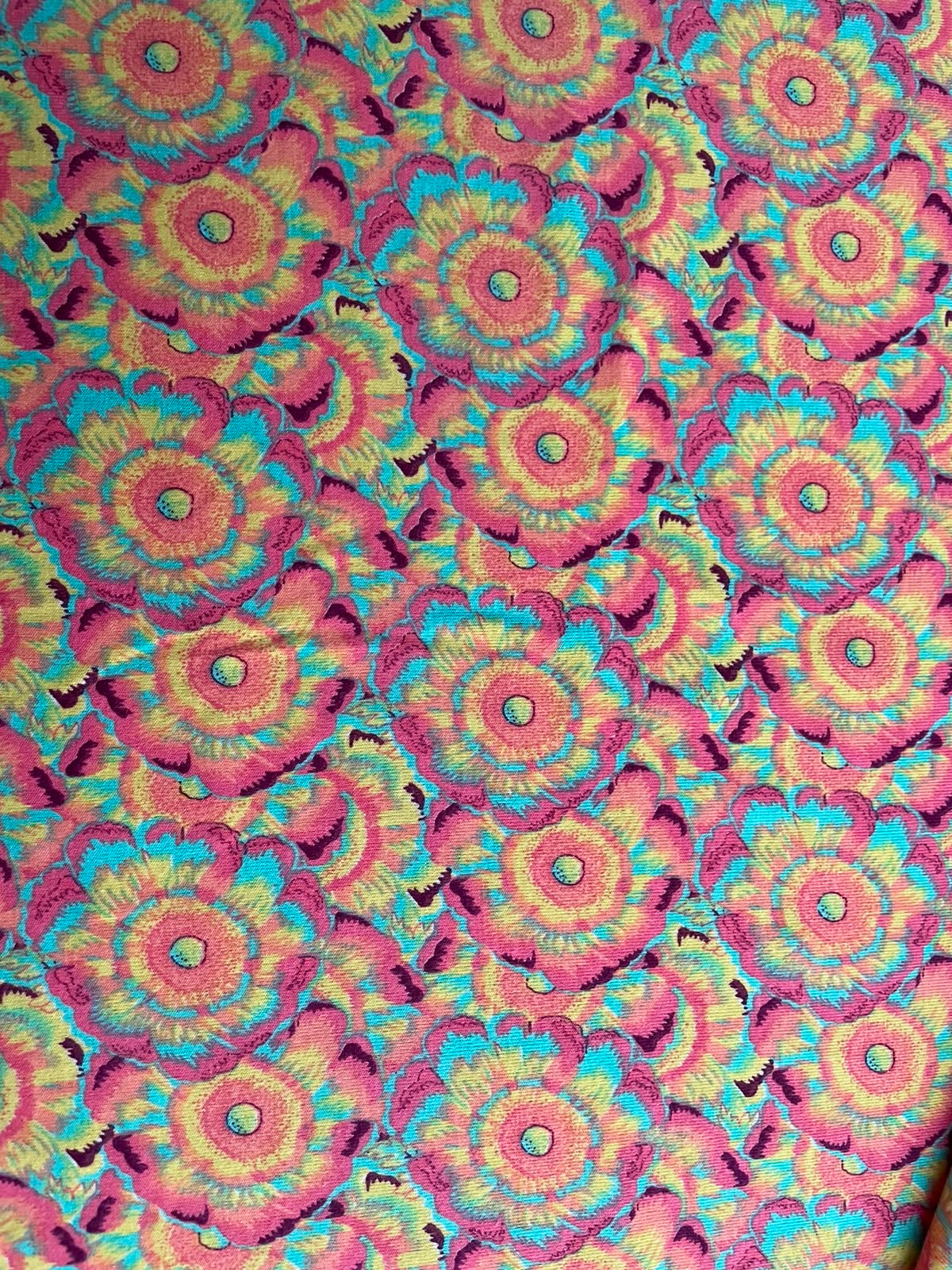 Groovy Blooms with Aqua Neck & Trim/Sleeves (Classic Fabric) (Copy)