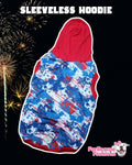 Patriotic Splash Dog Pajama with Red Neck & Trim/Sleeves