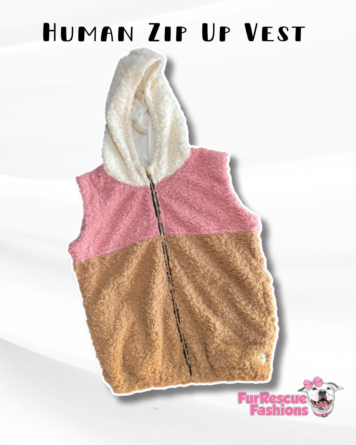 Color Block Sherpa Human Vest or Jacket (With Pink & Baby Blue)