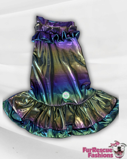 Galactic Glow Ruffle Dress