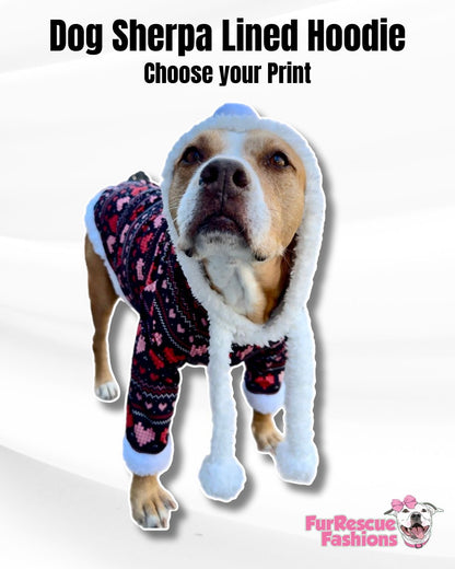 Dog Sherpa Lined Hoodie with Pompom & Tassels - Choose Your Print