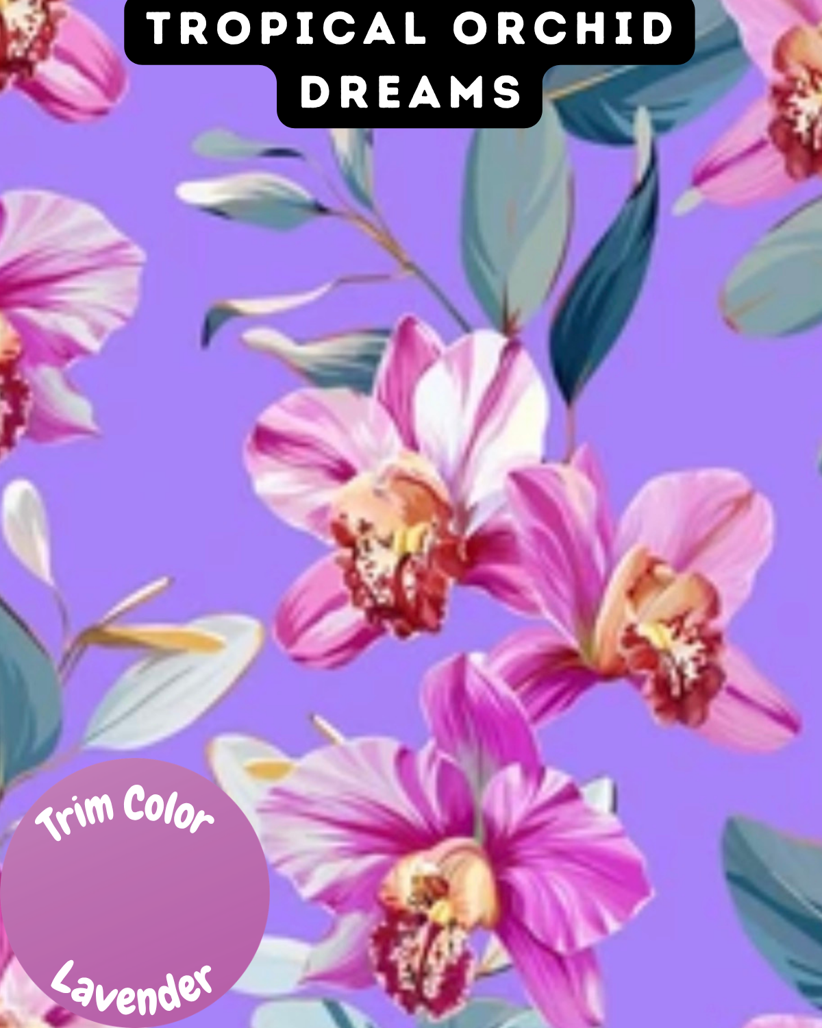 Tropical Orchid Dreams - Dog Pajama with Lavender Neck & Trim/Sleeves