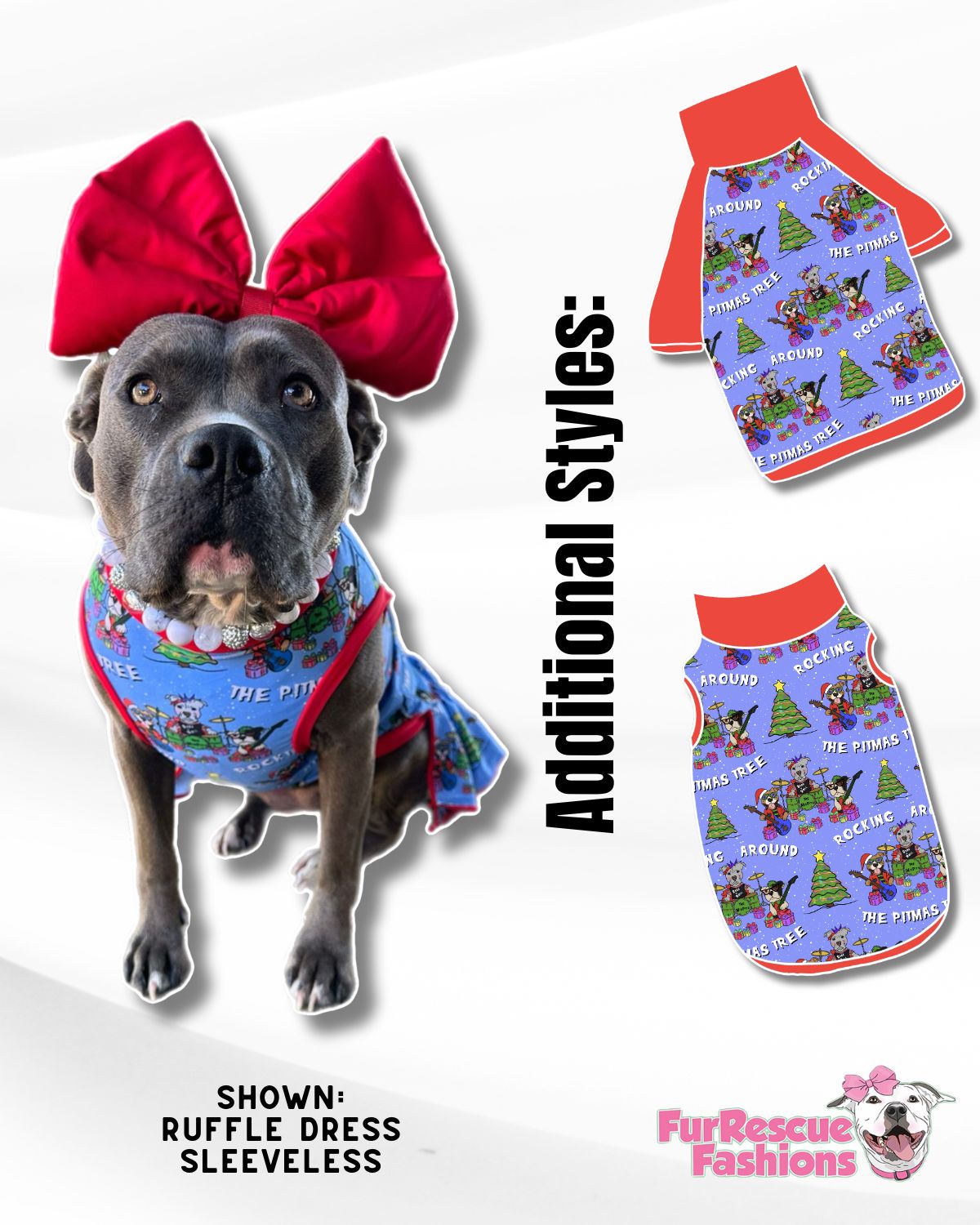 Christmas Rock - Dog Pajama with Red Neck & Trim/Sleeves