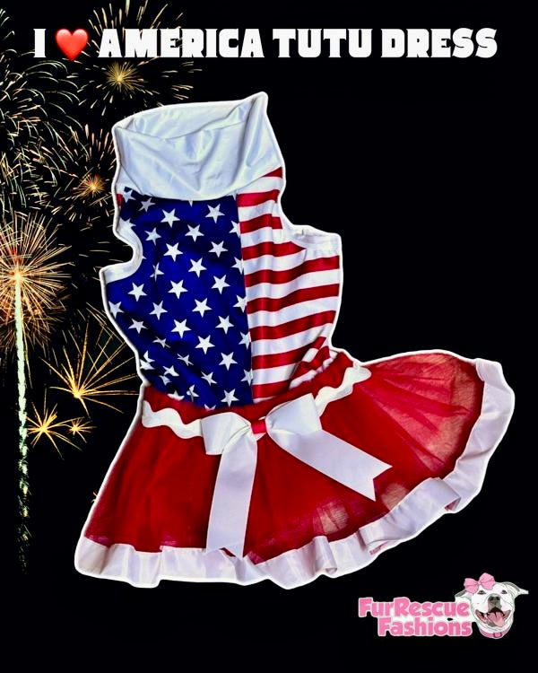 I Love America Dog Tutu Dress