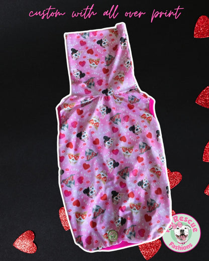 Kiss A Bully Pittie in Pink – Dog Pajama with Fuchsia Neck & Trim/Sleeves