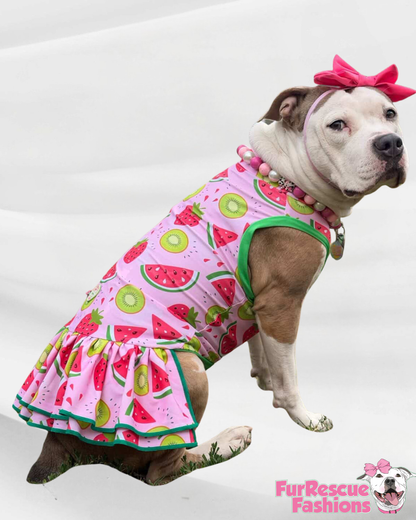 Berry Sweet Summer - Dog Pajama with Green Neck & Trim/Sleeves