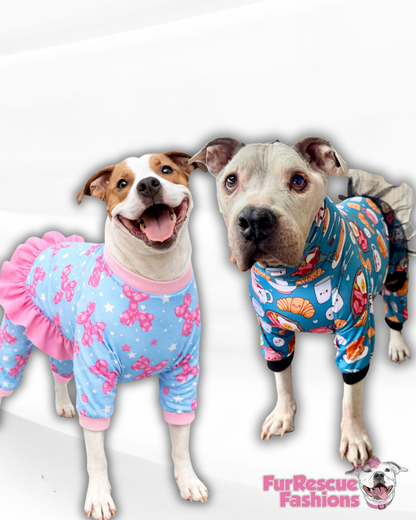 My Fur-Ever Valentine 4 Legged PAWjamas with Turtle Neck (Available in any pattern)