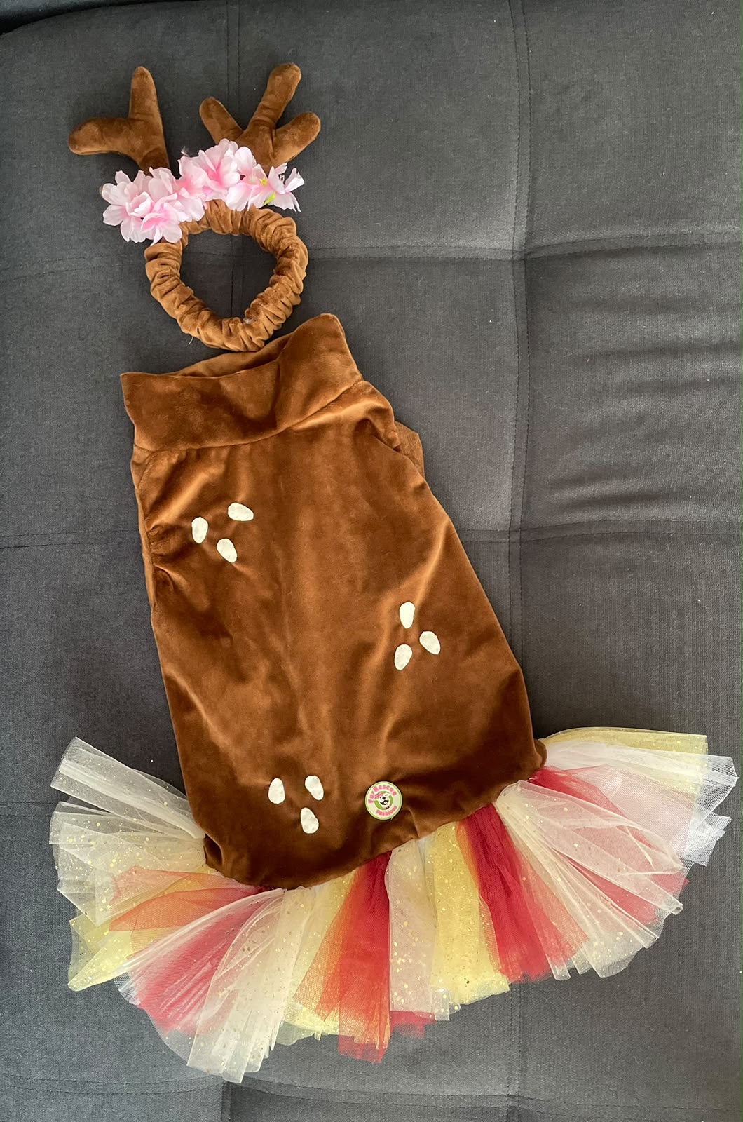 Woodland Reindeer Dog Tutu Dress & Antlers Headband
