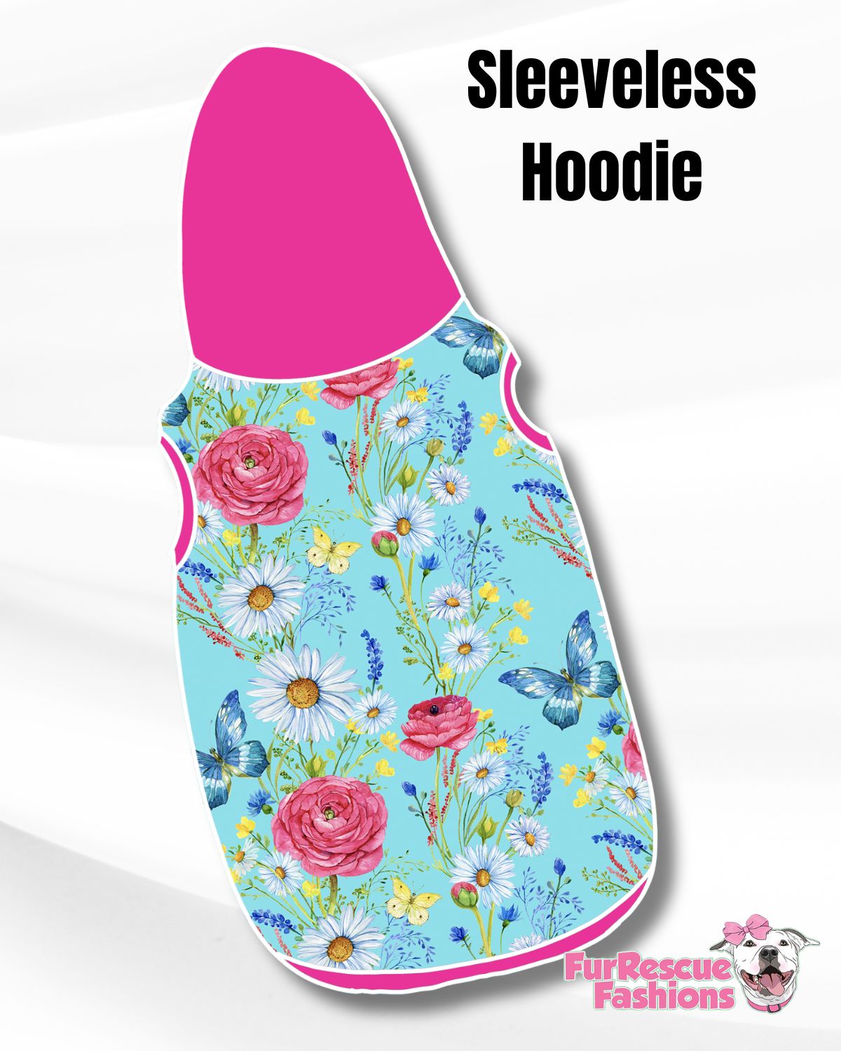Spring Fling, Flowers & Butterflies Pajama with Hot Pink Neck & Trim/Sleeves