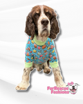 Boba Tea Dog Pajama with Green Neck & Trim/Sleeves