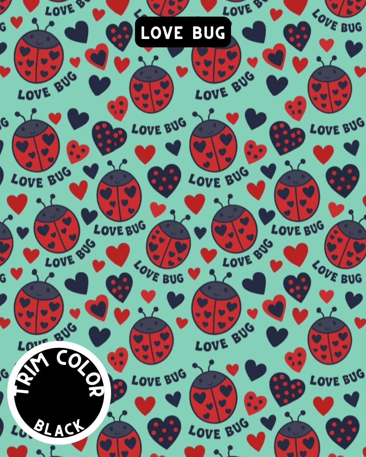 Love Bug Dog Pajama with Black Neck & Trim/Sleeves