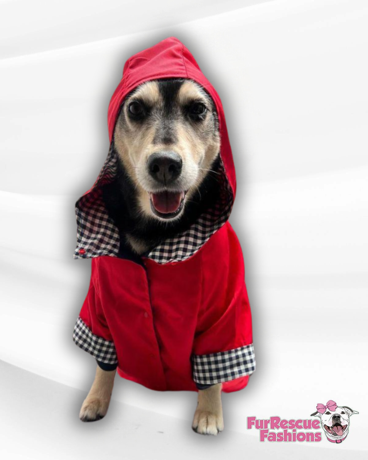 Red Dog Trench Coat With Hoodie