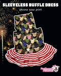 2024 Patriotic Dog Dress With Ruffle / With Sleeves or Sleeveless (Available in any pattern)