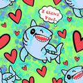 Jaws & Shark Kisses UV50 Dog PAWjama with Red Trim
