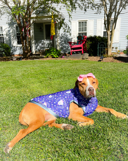Rescue, Foster Adopt Purple - Dog Pajama with Silver or Pink Neck & Trim/Sleeves