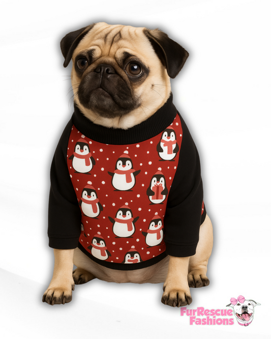 Chillin’ Like a Penguin Dog Pajama with Black Neck & Trim/Sleeves