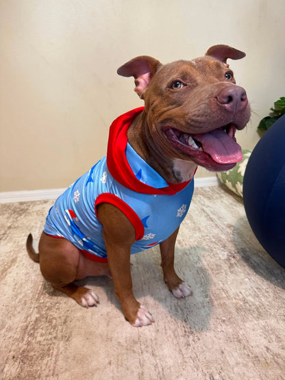 Santa Sharks - Dog Pajama with Red Neck & Trim/Sleeves