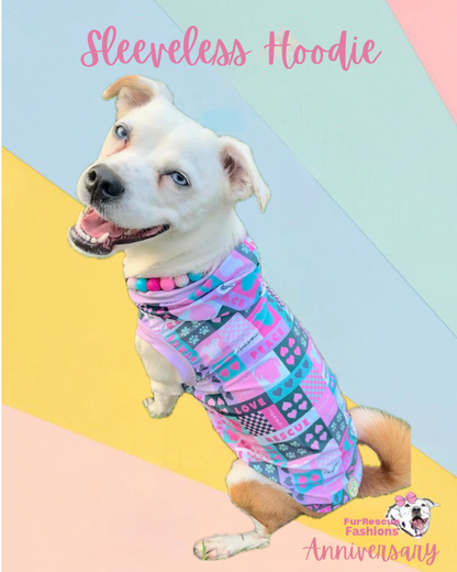 Peace, Love, Rescue (Pink) - Dog Pajama with Lilac Trim/Sleeves