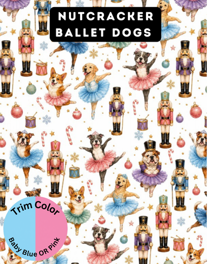 Nutcracker Ballet Dogs - Dog Pajama with Baby Blue or Pink Neck & Trim/Sleeves