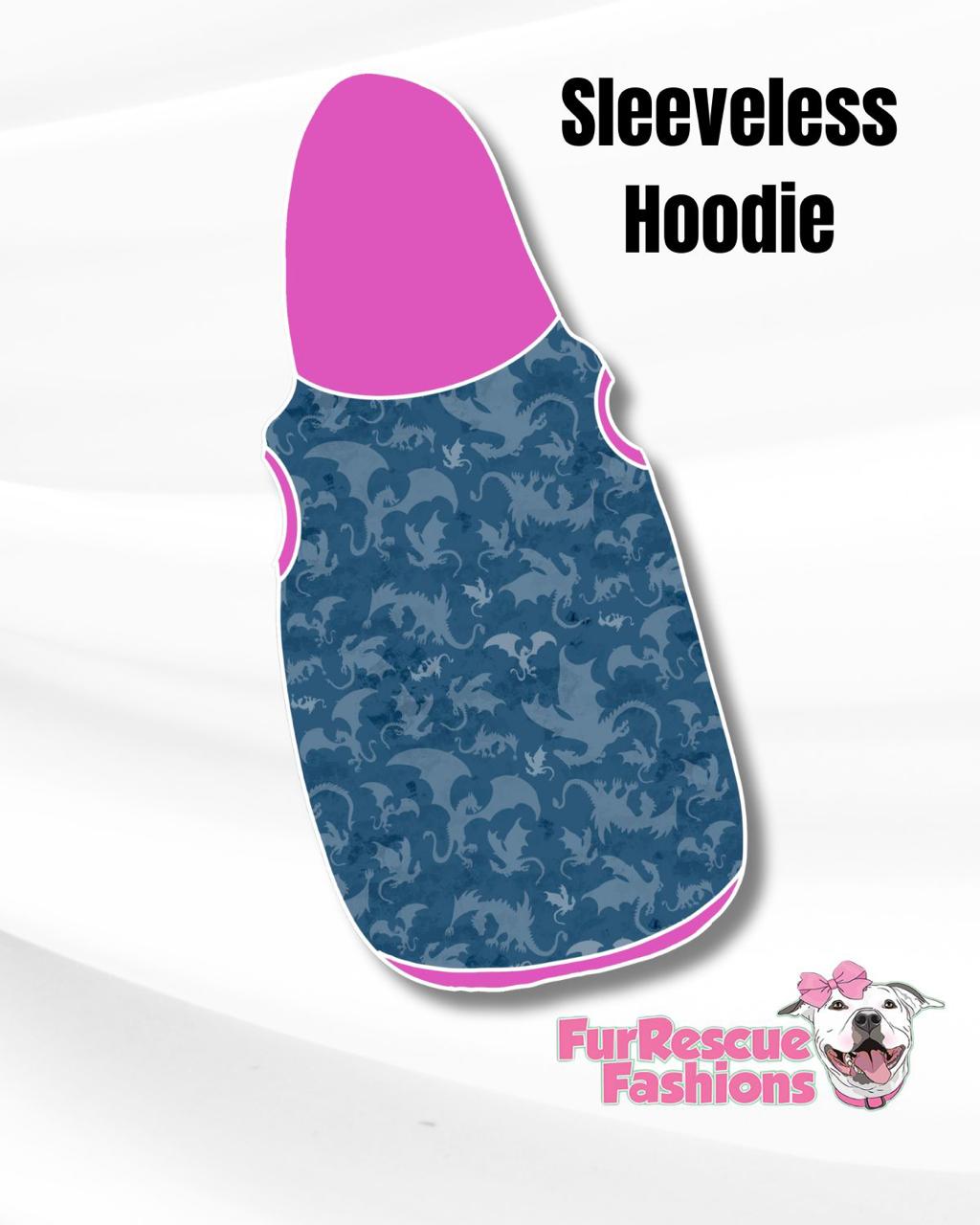 Dragons - Blue Dog Pajama with Pink Trim, Neck & Sleeves