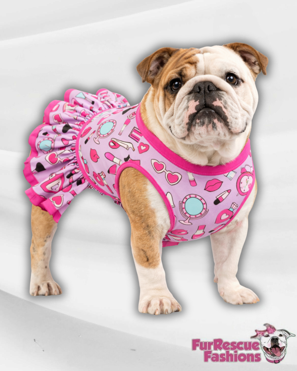 Mardi Paws Mash-Up Dog Dress With Ruffle / With Sleeves or Sleeveless (Available in any pattern)