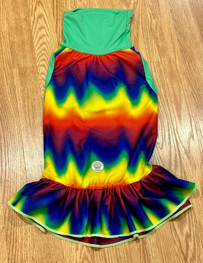 Rainbow Dye with Neon Neck & Trim/Sleeves